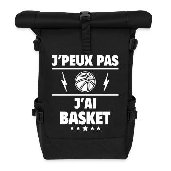 J'peux pas j'ai basket, basketteur, basketteuse - Sac à dos roll top - noir - Devant