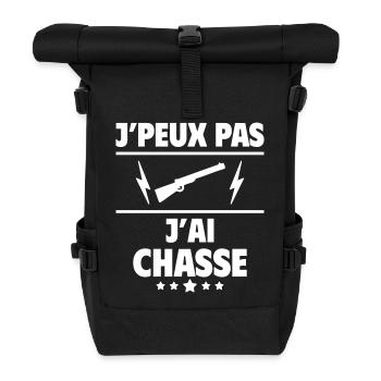 J'peux pas j'ai chasse, chasseur, chasseuse, noël - Sac à dos roll top - noir - Devant
