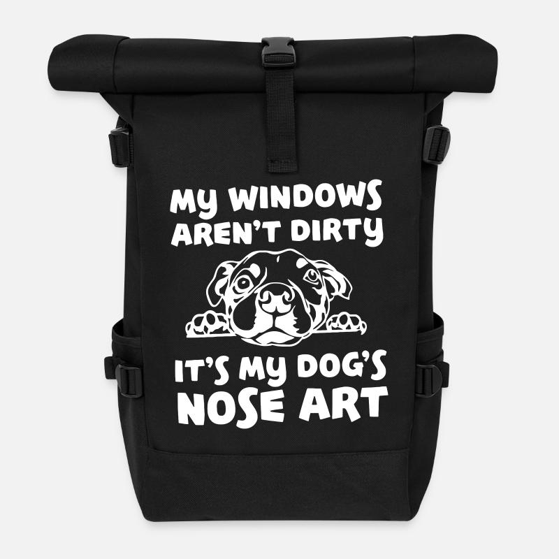 Funny Dog Nose Art Quote - Roll Top Backpack - black