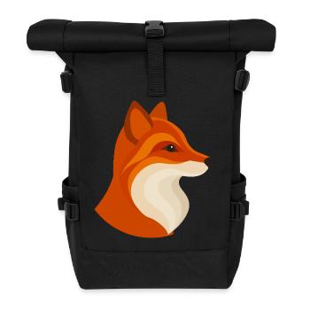 Renard moderne – géométrique et élégant - Sac à dos roll top - noir - Devant