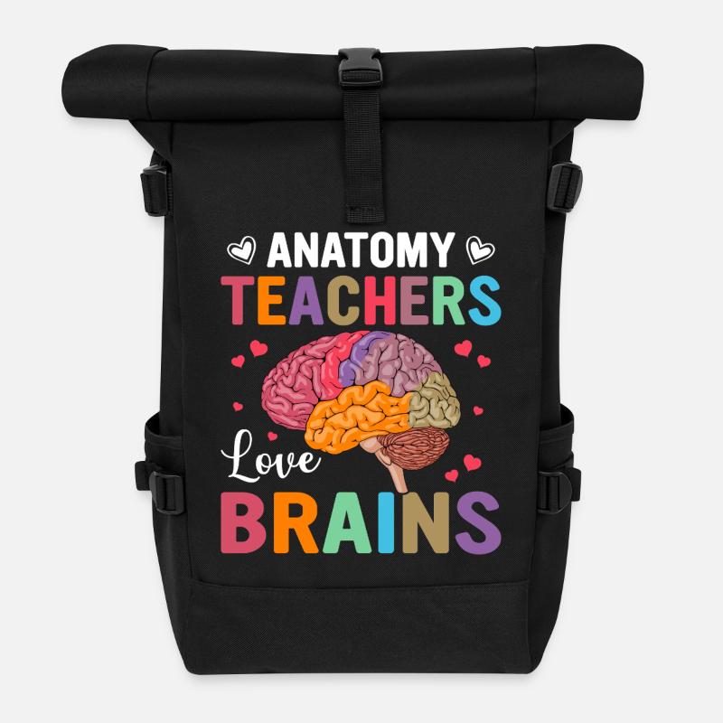 Anatomy teacher loves brains – colorful design - Roll Top Backpack - black