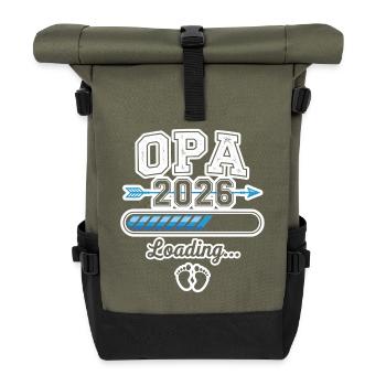Grandpa 2026 Loading Bar Baby Announcement Gift - Roll Top Backpack - olive/black - Front