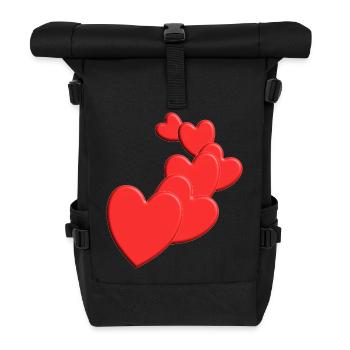 Coeurs mignons Love Design - Sac à dos roll top - noir - Devant