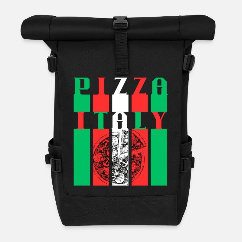 Pizza Italien Stil Illustration - Rolltop Rucksack - Schwarz