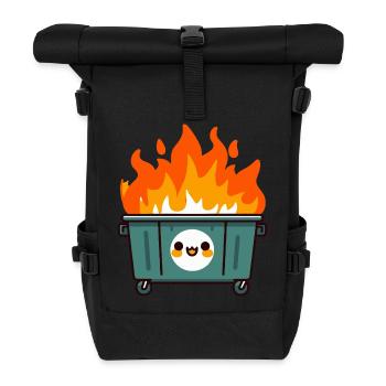 Niedlicher flammender Mülleimer - Rolltop Rucksack - Schwarz - Vorne