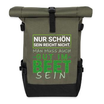 Gut Im Beet Spruch Garten grüner Daumen Pflanzen - Rolltop Rucksack - Olive/Schwarz - Vorne