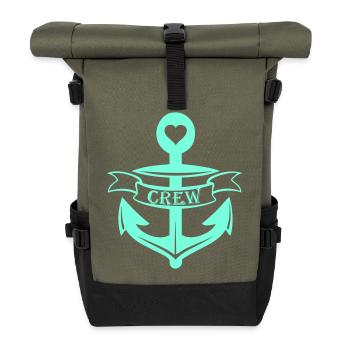 Heart Anchor Crew Motif - Roll Top Backpack - olive/black - Front