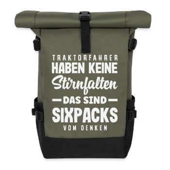 Tractor drivers have no forehead wrinkles - Roll Top Backpack - olive/black - Front
