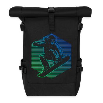 Snowboarders in neon gradient - Roll Top Backpack - black - Front