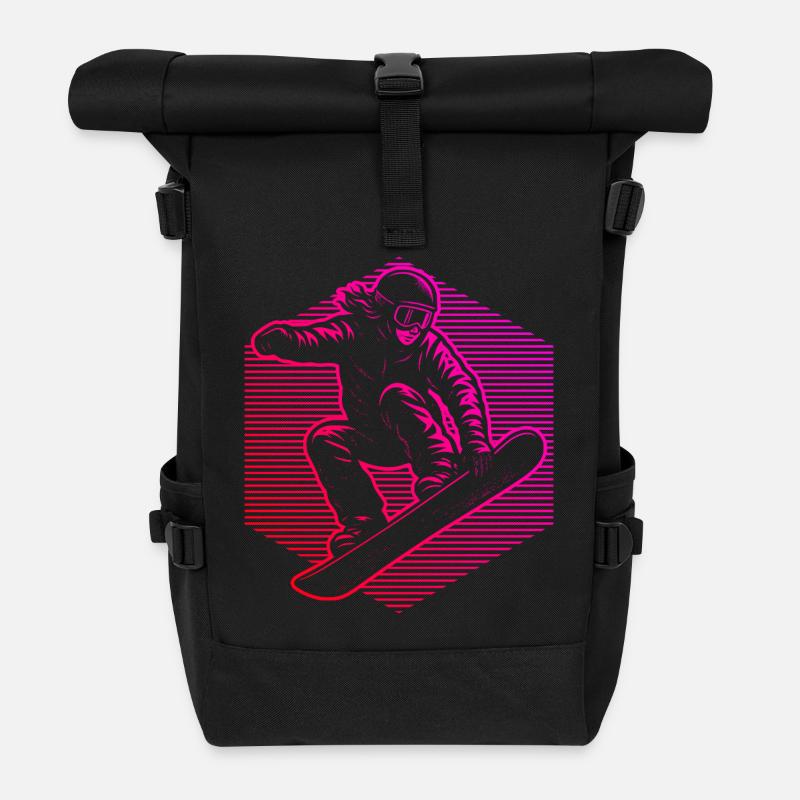 Snowboard perfekt für jeden Snowboard - Rolltop Rucksack - Schwarz
