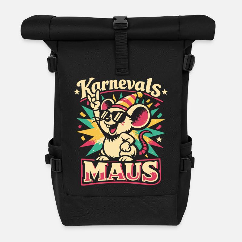 Karnevalsmaus Rock Musik Lustig Geschenk - Rolltop Rucksack - Schwarz