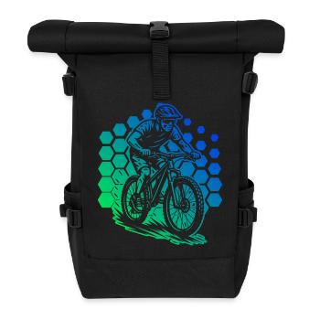 Ein Must Have für echte Mountainbike - Rolltop Rucksack - Schwarz - Vorne