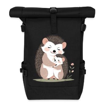 Kuschelige Igelfreundschaft - Rolltop Rucksack - Schwarz - Vorne