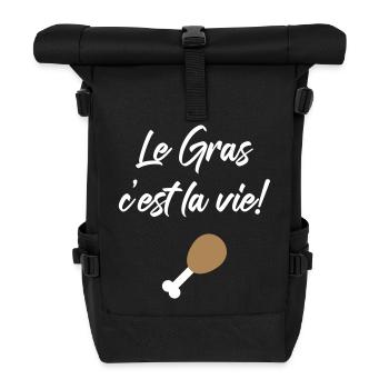 Le Gras c'est la vie! Karadoc-Kult - Rolltop Rucksack - Schwarz - Vorne