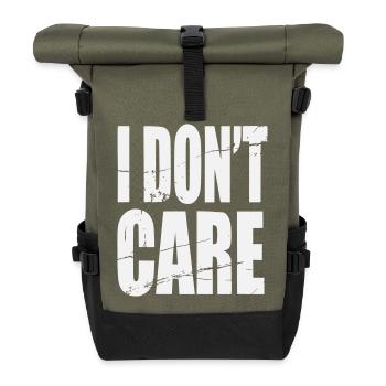 Don't Care Grunge Schriftzug - Rolltop Rucksack - Olive/Schwarz - Vorne