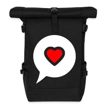 Heart Speech Bubble Filled - Roll Top Backpack - black - Front