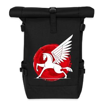Pegasus im Roten Kreis Pferd schimmel reiten Sage - Rolltop Rucksack - Schwarz - Vorne