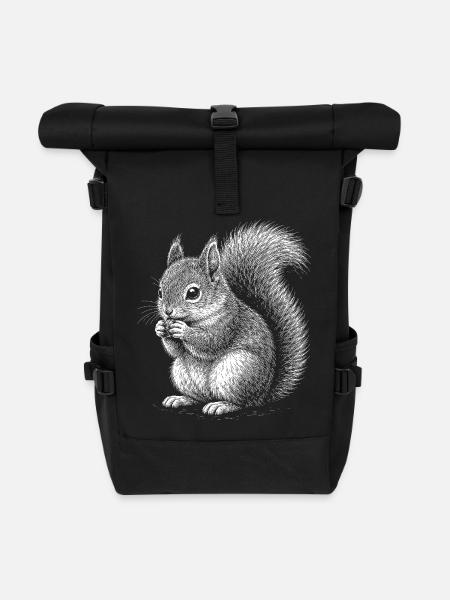 Eichhörnchen - Rolltop Rucksack - Schwarz