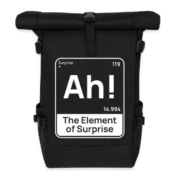 Funny Chemistry Design – Element of Surprise “Ah”  - Roll Top Backpack - black - Front