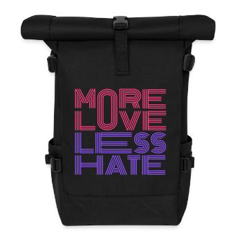 Mehr Liebe, weniger Hass - Rolltop Rucksack - Schwarz - Vorne