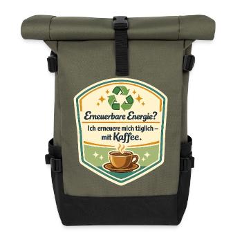 Kaffee als Erneuerbare Energie - Rolltop Rucksack - Olive/Schwarz - Vorne