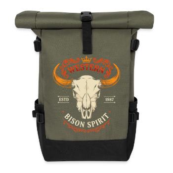 Tête de Bison Spirit Western - Sac à dos roll top - olive/noir - Devant