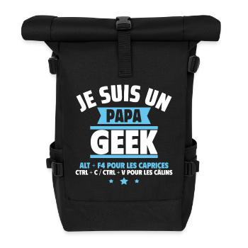 Papa Geek,Cadeau Fête Des Pères,Anniversaire,Noël - Sac à dos roll top - noir - Devant
