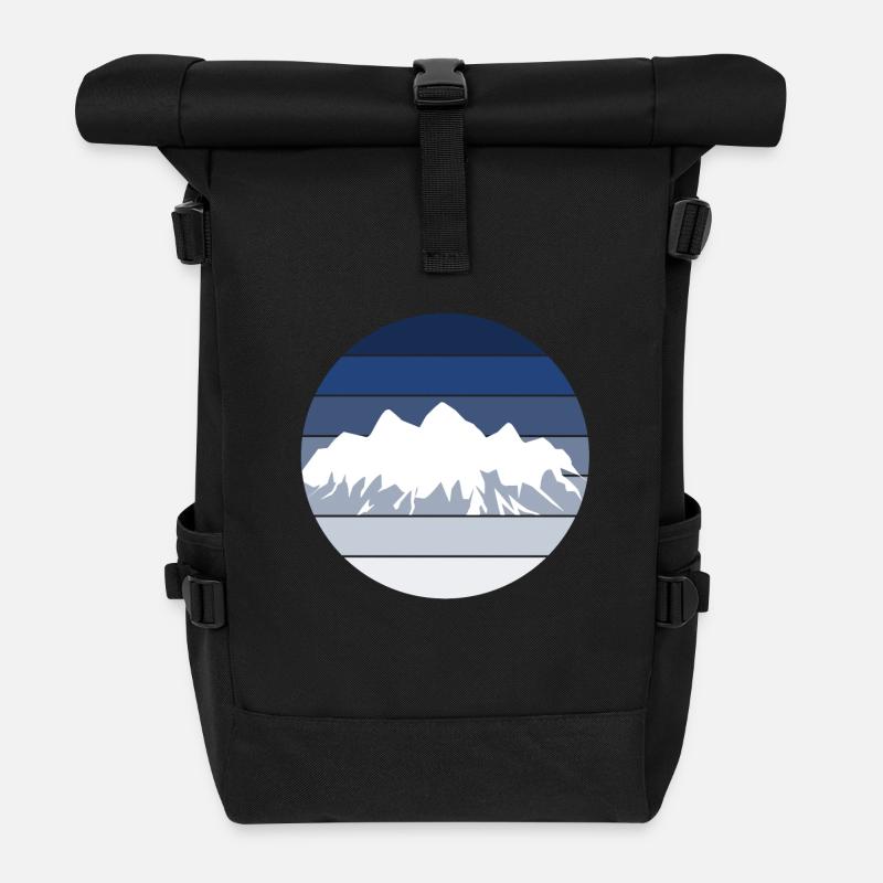 montagnes - Sac à dos roll top - noir