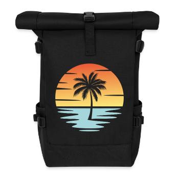 Plage Coucher de soleil - Sac à dos roll top - noir - Devant
