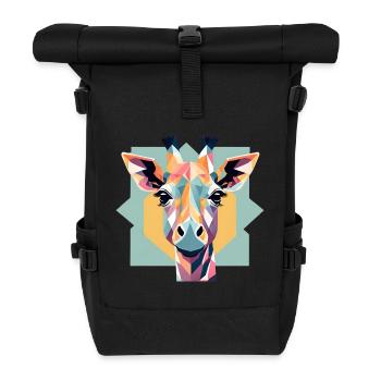 Geometric Giraffe Gift Geometry - Roll Top Backpack - black - Front