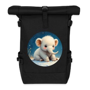 Baby Elephant on the Sand - Roll Top Backpack - black - Front