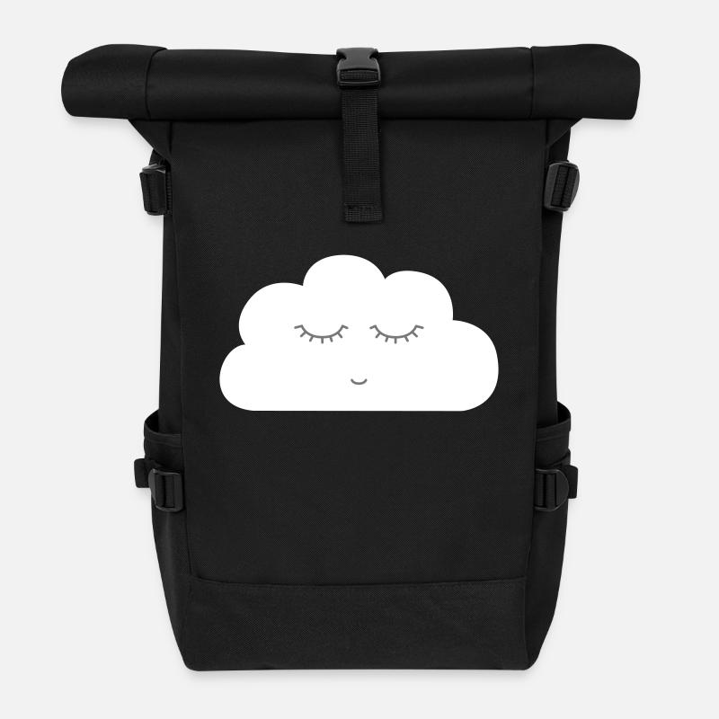 Wolke mit schlafendem Gesicht - Rolltop Rucksack - Schwarz