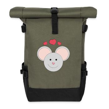 Sweet laughing mouse - gift - gift idea - Roll Top Backpack - olive/black - Front