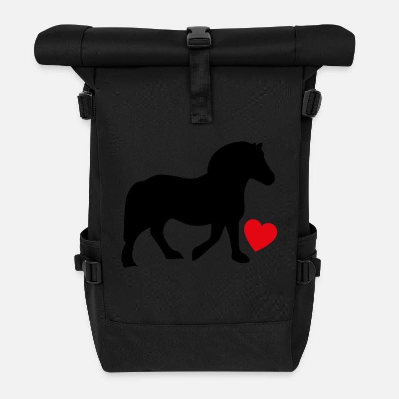 Fjordpferd - Rolltop Rucksack - Schwarz