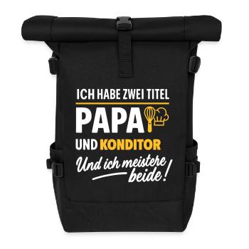 Papa und Konditor Vatertag - Rolltop Rucksack - Schwarz - Vorne