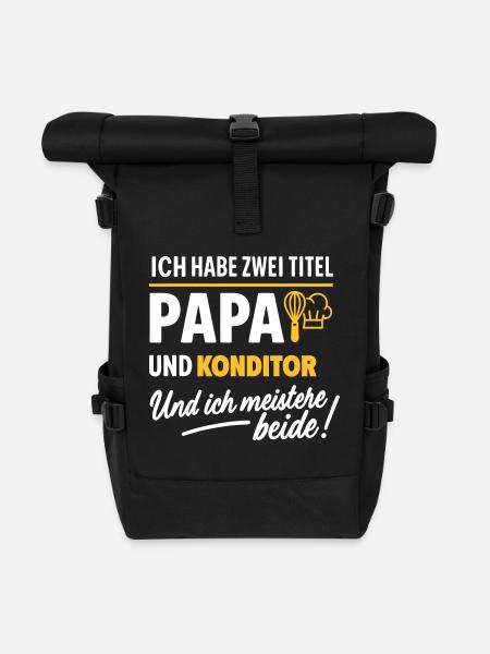 Papa und Konditor Vatertag - Rolltop Rucksack - Schwarz