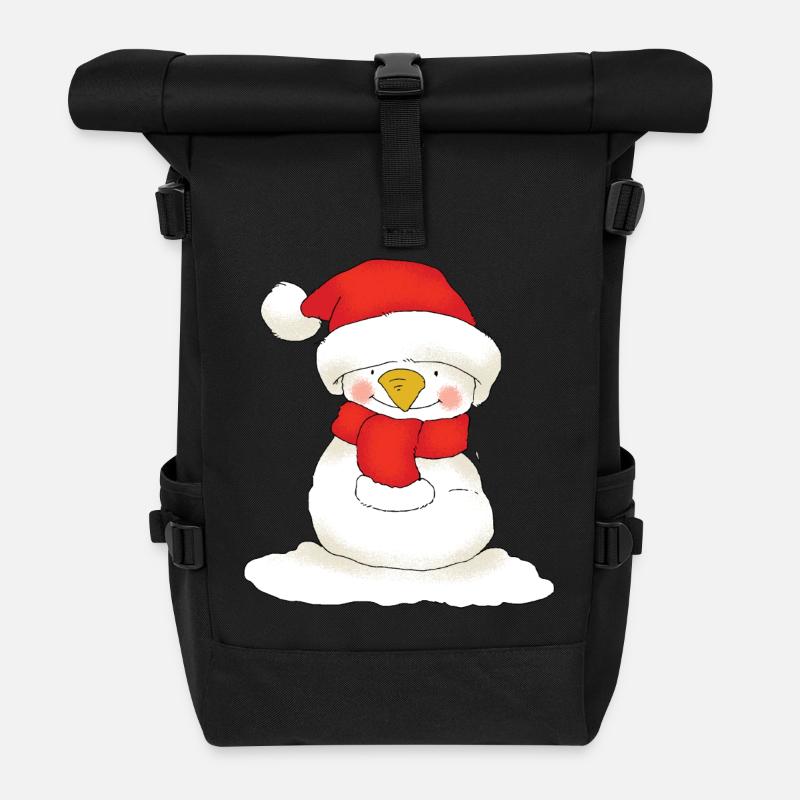 Christmas Snowman - Rolltop Rucksack - Schwarz