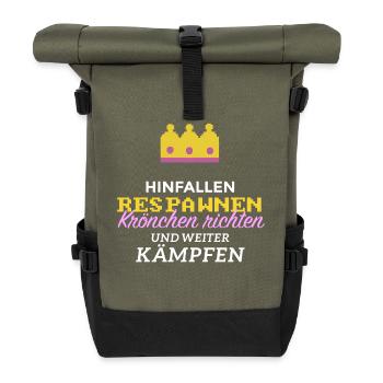 Krönchen richten! - Rolltop Rucksack - Olive/Schwarz - Vorne