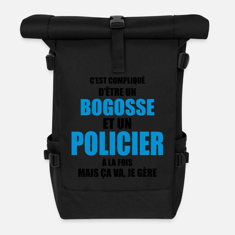 c'est compliqué d'être un bogosse et un policier - Sac à dos roll top - noir