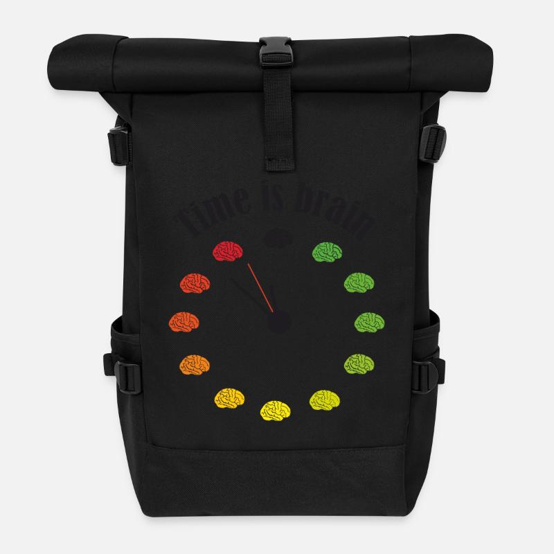 Time is brain - Rolltop Rucksack - Schwarz