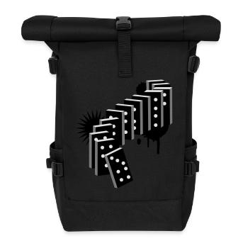 Ein Domino Spiel Graffiti - Rolltop Rucksack - Schwarz - Vorne
