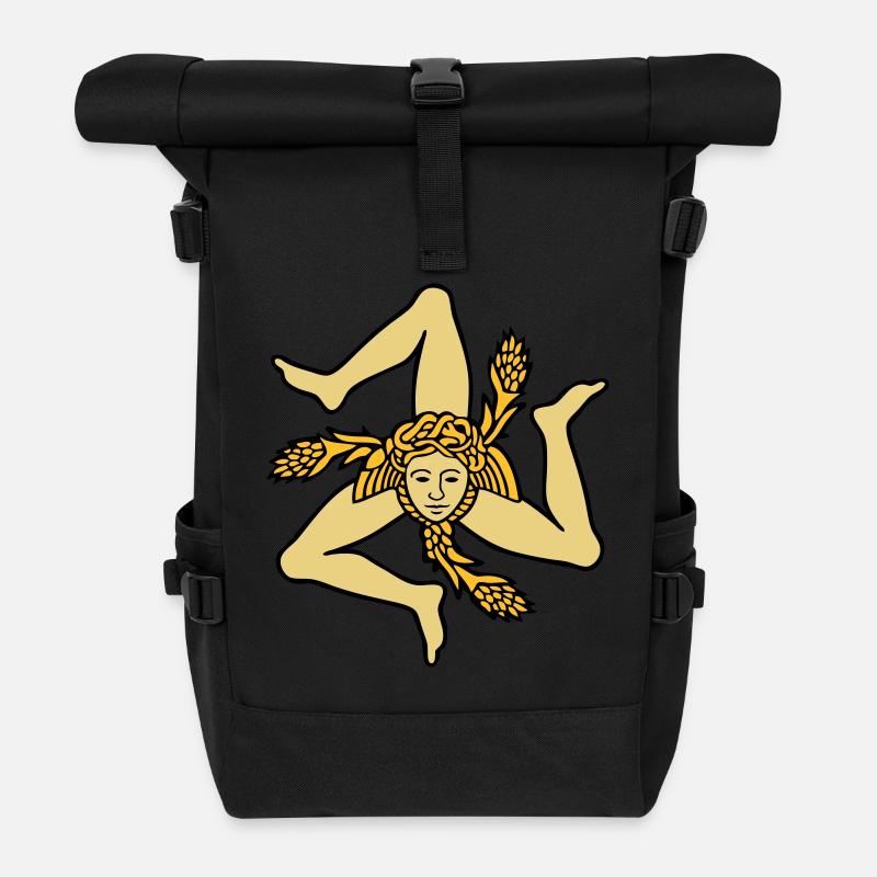 Sicile Trinacria drapeau Sicilien Sicilia - Sac à dos roll top - noir