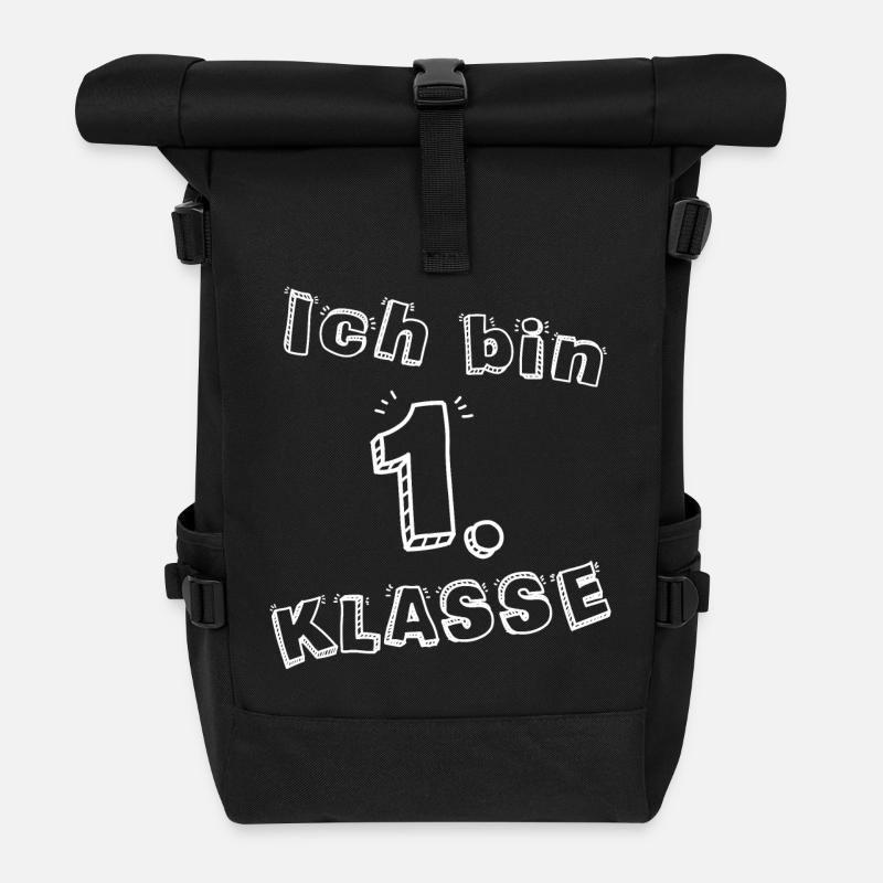 Einschulung Ich Bin 1. Klasse Schulanfänger - Rolltop Rucksack - Schwarz