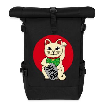 Lucky Cat - Roll Top Backpack - black - Front