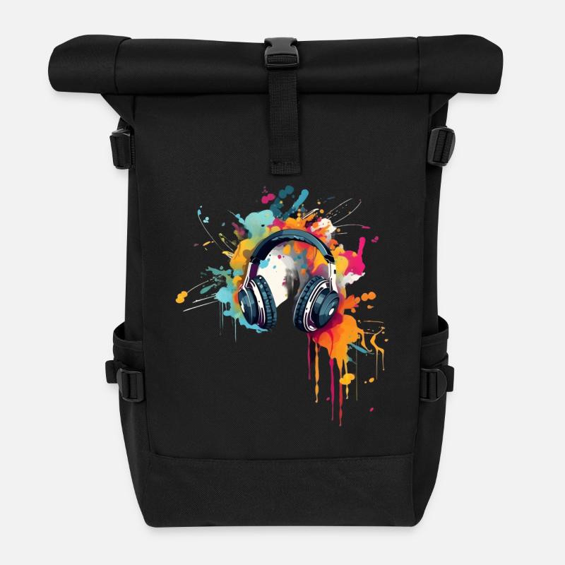 Farbenfrohe Klänge - Rolltop Rucksack - Schwarz