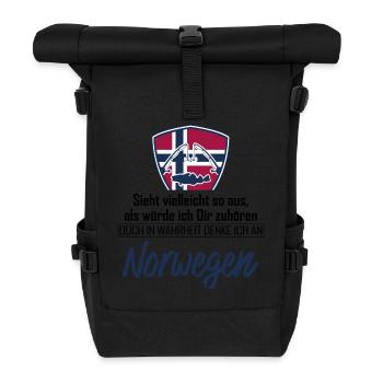 Norwegen Wahrheit Angeln - Rolltop Rucksack - Schwarz - Vorne