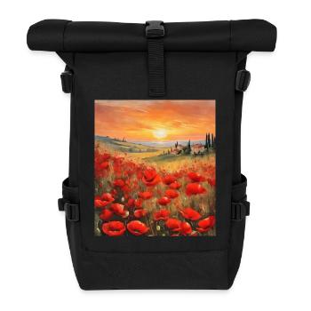 Mohnblumen Landschaft Toskana Blumen Natur - Rolltop Rucksack - Schwarz - Vorne