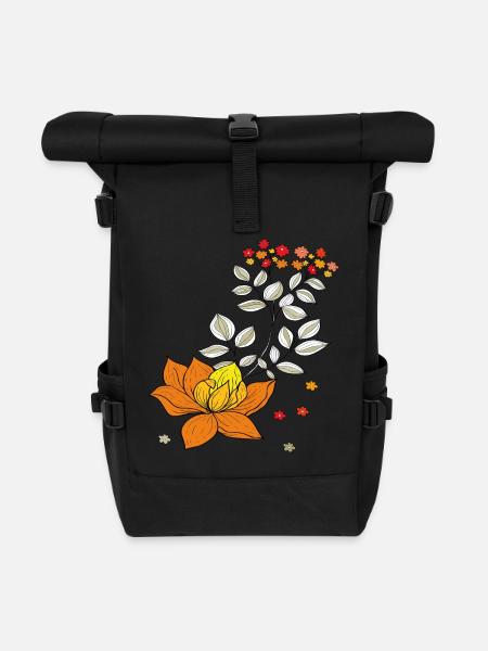 Blumenranke - Rolltop Rucksack - Schwarz