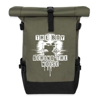 Drummer Boy Schlagzeuger Drumset Silhouette - Rolltop Rucksack - Olive/Schwarz - Vorne