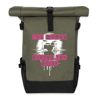 Drummer Woman Schlagzeugerin Girls Band - Rolltop Rucksack - Olive/Schwarz - Vorne